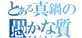 とある真鍋の愚かな質問（ｇｇｒｋｓ）