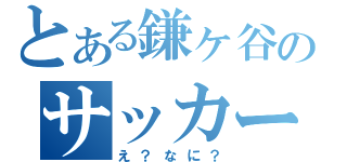 とある鎌ヶ谷のサッカー部員（え？なに？）