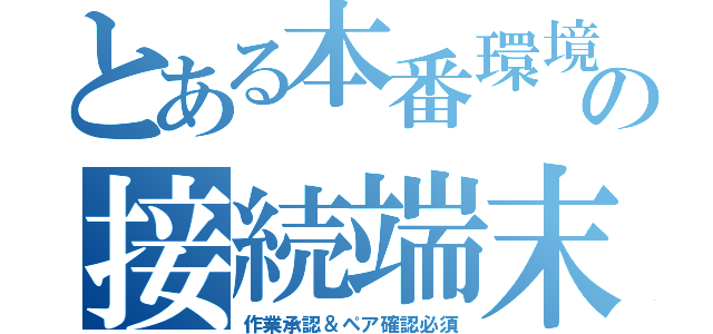 とある本番環境の接続端末（作業承認＆ペア確認必須）