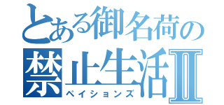 とある御名荷の禁止生活Ⅱ（ペイションズ）