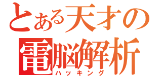 とある天才の電脳解析（ハッキング）