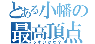 とある小幡の最高頂点（うすいかな？）