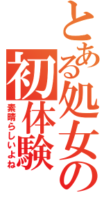 とある処女の初体験（素晴らしいよね）