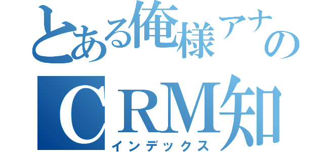 とある俺様アナリストのＣＲＭ知見（インデックス）