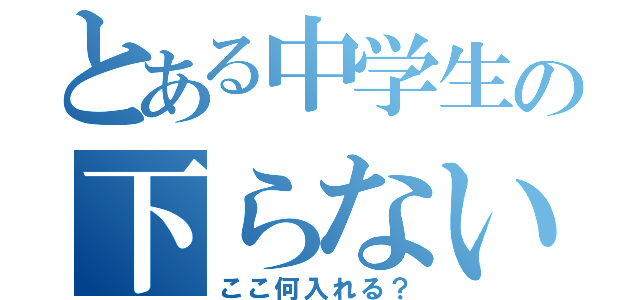 とある中学生の下らない日常（ここ何入れる？）