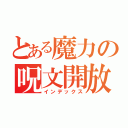 とある魔力の呪文開放（インデックス）