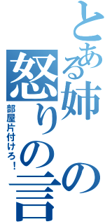 とある姉の怒りの言葉（部屋片付けろ！）