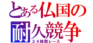 とある仏国の耐久競争（２４時間レース）