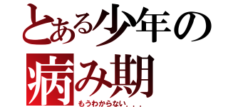 とある少年の病み期（もうわからない．．．）