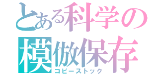 とある科学の模倣保存（コピーストック）