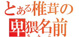 とある椎茸の卑猥名前（ちんこ）