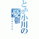 とある小川の憂鬱（こまりごと）