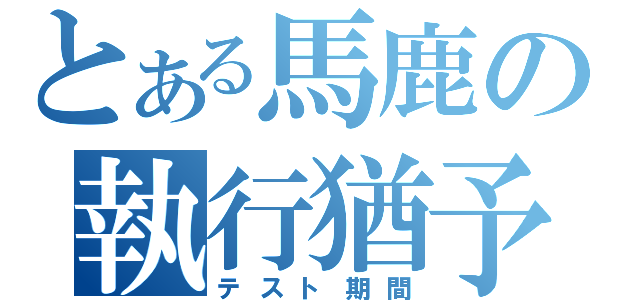 とある馬鹿の執行猶予（テスト期間）