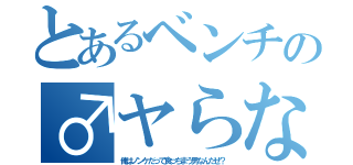 とあるベンチの♂ヤらないか♂（俺はノンケだって食っちまう男なんだぜ？）