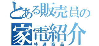 とある販売員の家電紹介（特選商品）