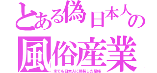 とある偽日本人の風俗産業（米でも日本人に偽装した娼婦）