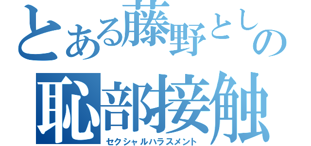 とある藤野としぶやの恥部接触（セクシャルハラスメント）