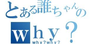 とある誰ちゃんのｗｈｙ？（ｗｈｙ？ｗｈｙ？）