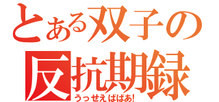 とある双子の反抗期録（うっせえばばあ！）