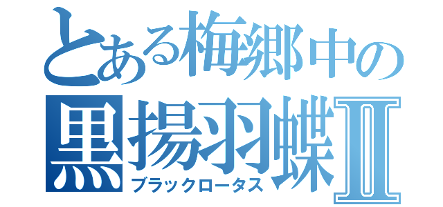 とある梅郷中の黒揚羽蝶Ⅱ（ブラックロータス）