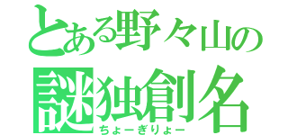 とある野々山の謎独創名（ちょーぎりょー）