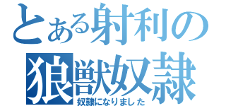 とある射利の狼獣奴隷（奴隷になりました）