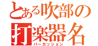 とある吹部の打楽器名人（パーカッション）