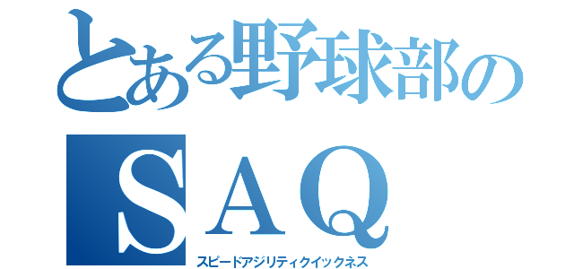 とある野球部のＳＡＱ（スピードアジリティクイックネス）