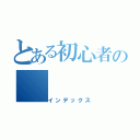 とある初心者の（インデックス）