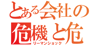 とある会社の危機と危機（リーマンショック）