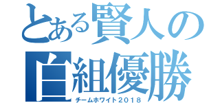 とある賢人の白組優勝録（チームホワイト２０１８）