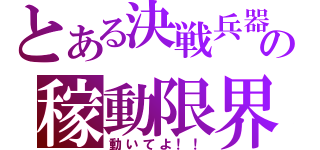 とある決戦兵器の稼動限界（動いてよ！！）