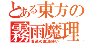 とある東方の霧雨魔理沙（普通の魔法使い）