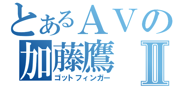 とあるＡＶの加藤鷹Ⅱ（ゴットフィンガー）