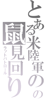 とある米陸軍のの鼠見回り（ラットパトロール）