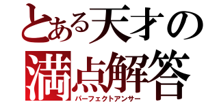 とある天才の満点解答（パーフェクトアンサー）