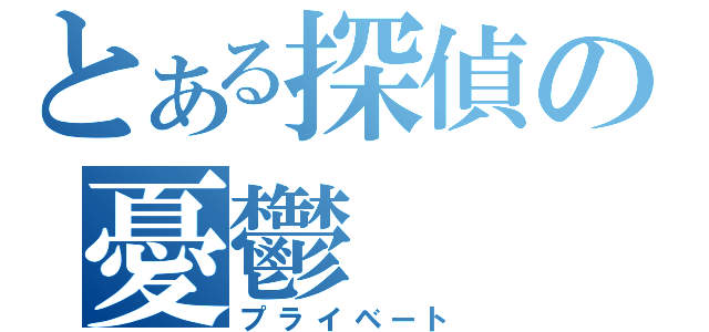 とある探偵の憂鬱（プライベート）