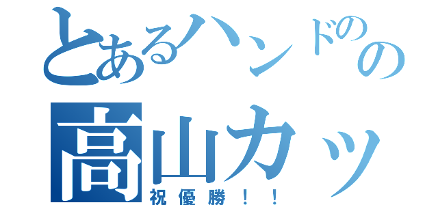 とあるハンドのの高山カップ（祝優勝！！）