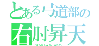 とある弓道部の右肘昇天（下がんねぇんだ、これが。）