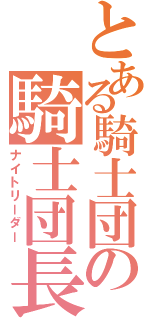 とある騎士団の騎士団長（ナイトリーダー）