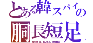 とある韓スパイの胴長短足（太く短い首、長い鼻下、対称涙袋）