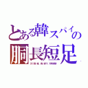 とある韓スパイの胴長短足（太く短い首、長い鼻下、対称涙袋）