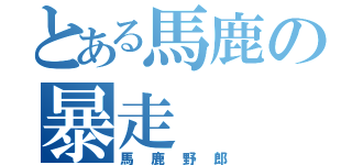 とある馬鹿の暴走（馬鹿野郎）