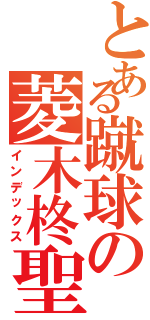 とある蹴球の菱木柊聖（インデックス）