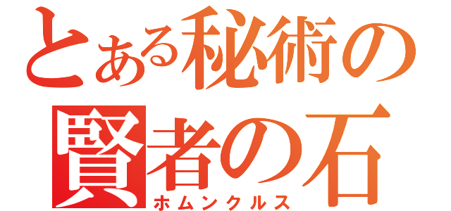 とある秘術の賢者の石（ホムンクルス）