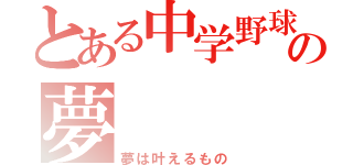 とある中学野球の夢（夢は叶えるもの）