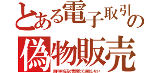 とある電子取引の偽物販売（国内有名店が悪質化で返金しない）