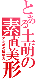 とある土萌の素直美形（アホ毛の破壊力）