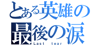 とある英雄の最後の涙（Ｌａｓｔ  ｔｅａｒ）