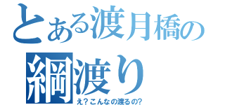 とある渡月橋の綱渡り（え？こんなの渡るの？）